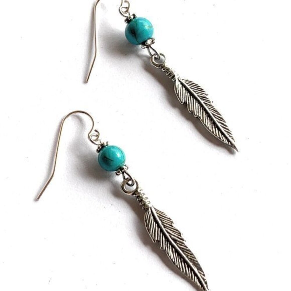 Feather Earrings Sterling Silver Women Girls Southwestern Jewelry Gifts Handmade - Picture 1 of 6
